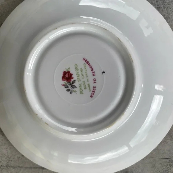 Vintage Royal Stafford Set Of 2 Roses to Remember Bone China Tea Saucers England - Picture 10 of 15